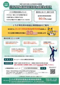 とちぎ男性育休推進事業奨励金チラシのサムネイル